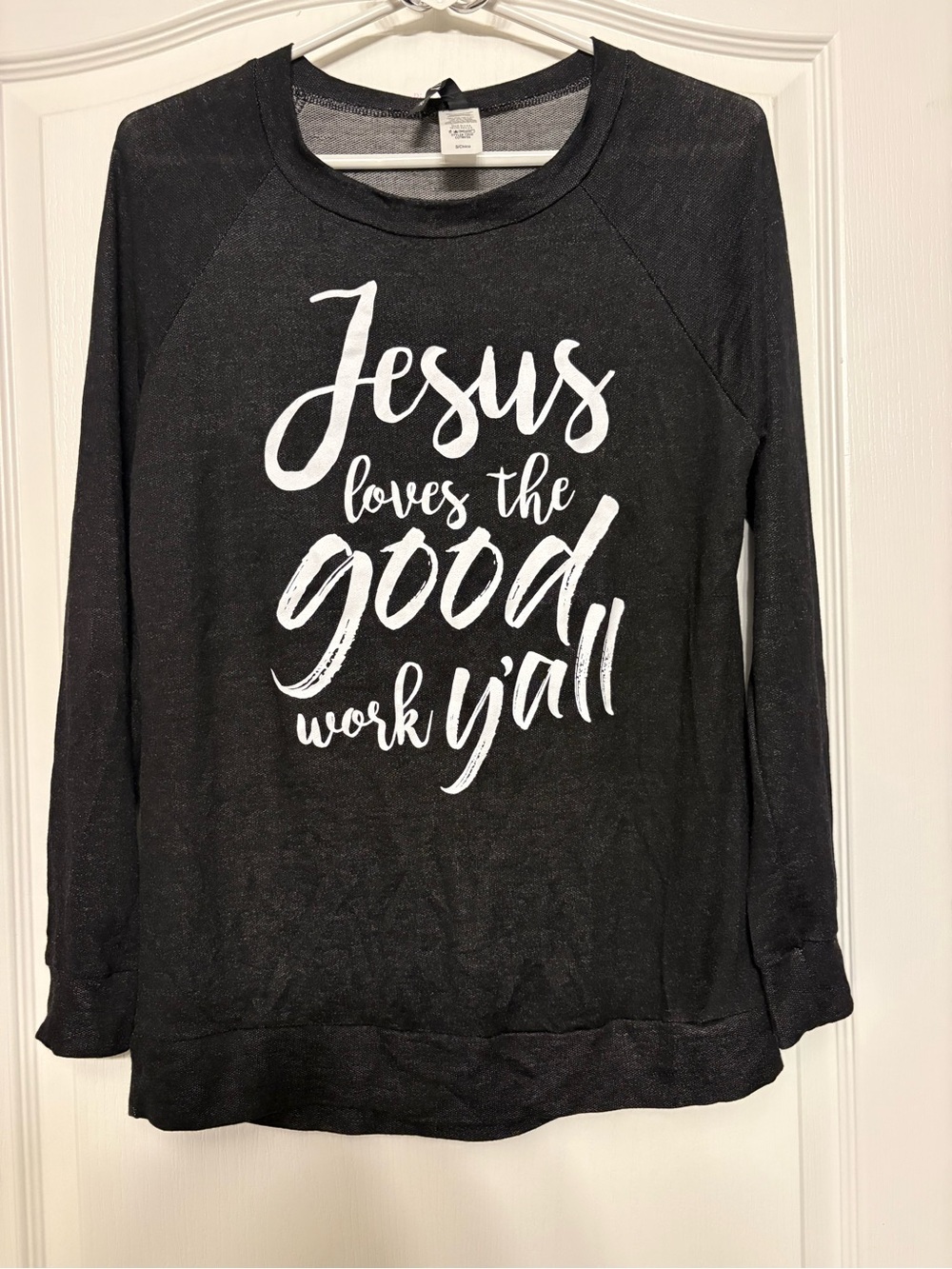 Women's Long Sleeve Tee - Jesus Loves The Good Work Y'all - Black